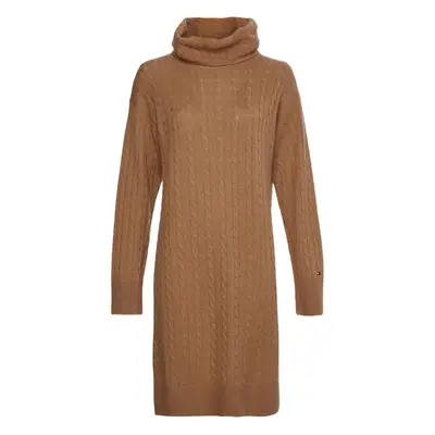 Tommy Hilfiger Dress - SOFTWOOL CABLE ROLL-NK DRESS brown