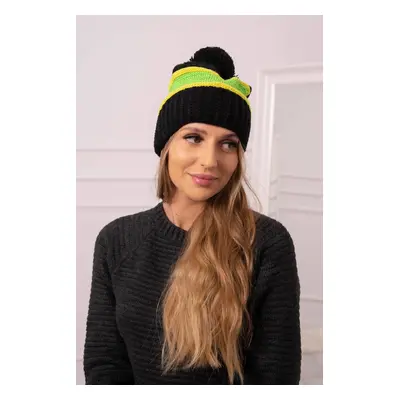 marka niezdefiniowana Women's cap Kinga K297 black + kiwi + neon green