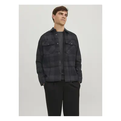 Dark grey men's checkered outer shirt Jack & Jones Roy - Men's