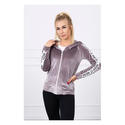 Velour hoodie in grey colour