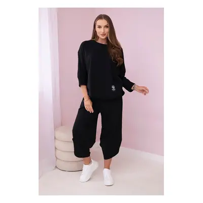 Set of cotton sweatshirt and trousers in black