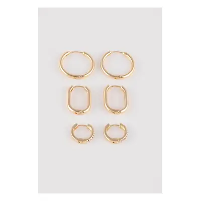 DEFACTO Woman's 3-Piece Gold Earring