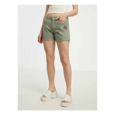 Green women's denim shorts CAMAIEU - Women's