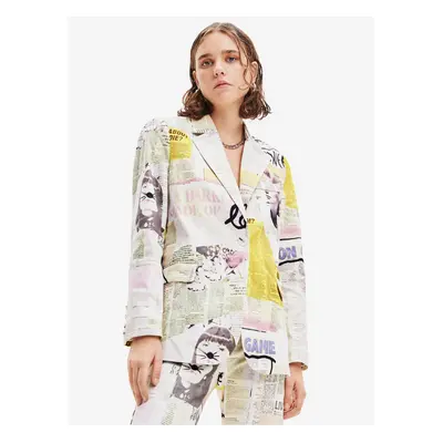 White Desigual Lia Patterned Jacket - Ladies