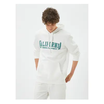 Koton College Sweat Hooded Kangaroo Pocket Detailed Long Sleeve Drawstring