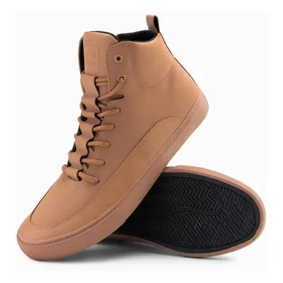 Ombre Men's high-top sneakers shoes with rubber toe - cream