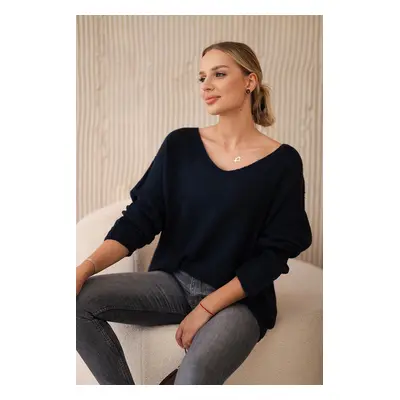 Włoski V-neck sweater navy blue