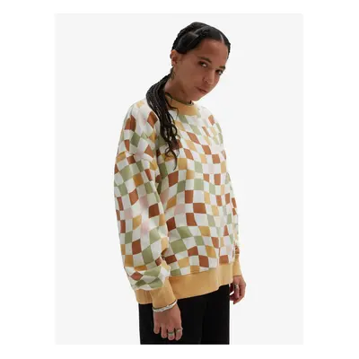 White and yellow ladies checkered sweatshirt VANS Club Slouchy - Ladies