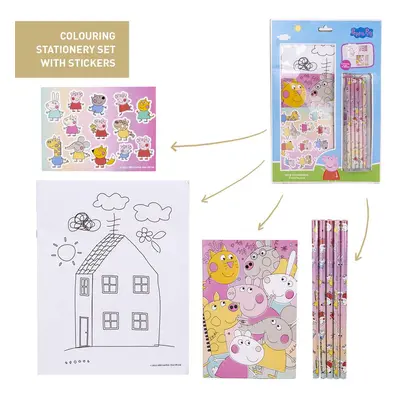 STATIONERY SET COLOREABLE PEPPA PIG