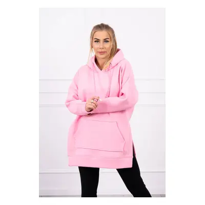 Insulated sweatshirt with side slits light pink