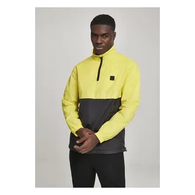 Stand Up Collar Pull Over Jacket Light Yellow/blk