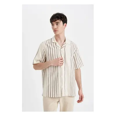 DEFACTO Relax Fit Polo Collar Striped Short Sleeve Shirt