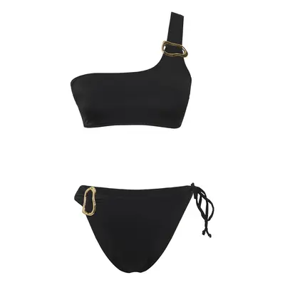 Trendyol Black One Shoulder Accessory Bikini Set