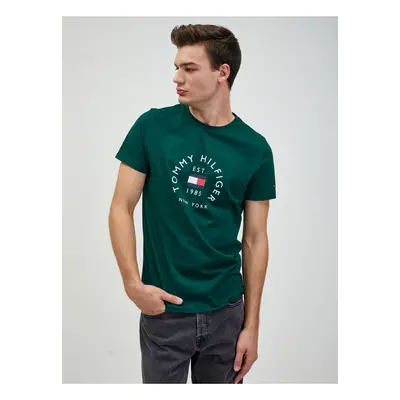 Tommy Hilfiger T-Shirt - HILFIGER FLAG ARCH TEE green