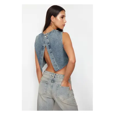 Trendyol Blue Backless Denim Bustier