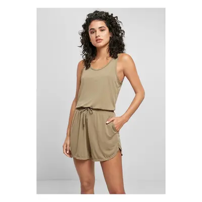 Women's khaki modal jumpsuit with short sleeves