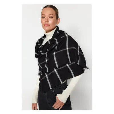 Trendyol Black Checkered Soft Textured Scarf