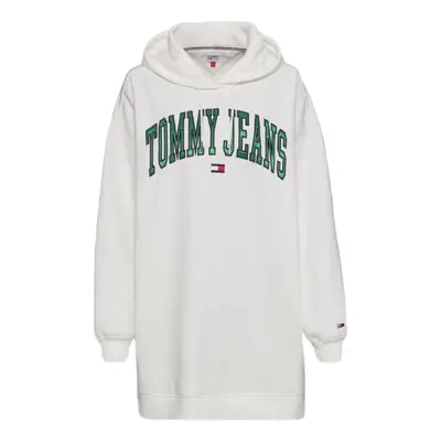 Tommy Jeans Dress - TJW COLLEGIATE LOGO HOODIE DRESS white