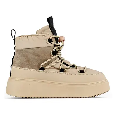 primohurt Beige snow boots with a cuff, insulated women's winter boots with a thick sole