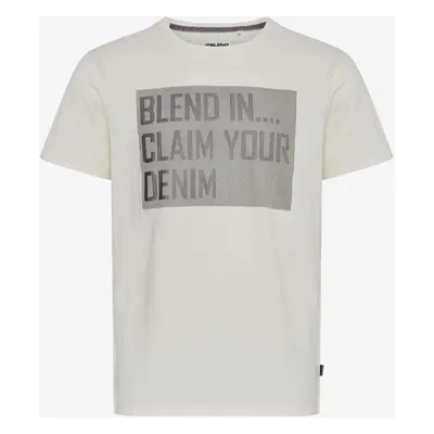 White T-shirt with Blend print - Men's