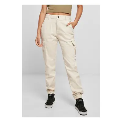 Women's high-waisted cargo pants whitesand