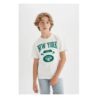 DEFACTO Boy's Crew Neck Printed Short Sleeve T-Shirt