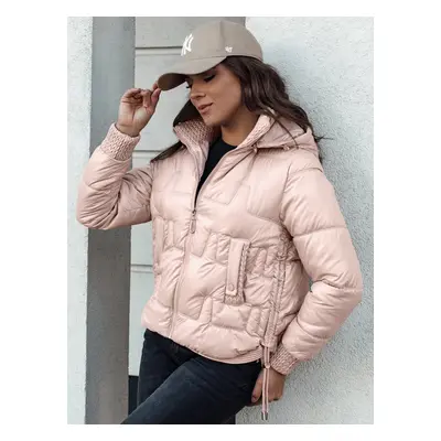 Women's winter jacket FASHWARM short quilted with hood pink Dstreet