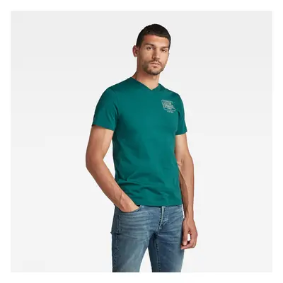 G-STAR T-shirt - Back logo slim in t green