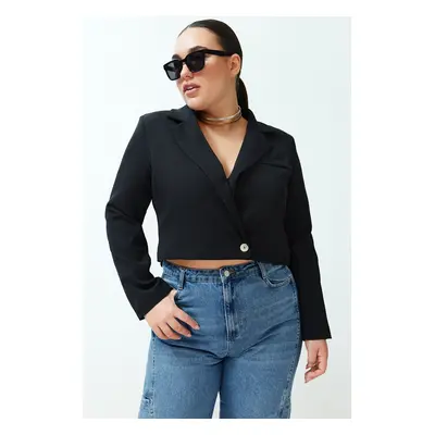 Trendyol Curve Black Blazer Woven Jacket