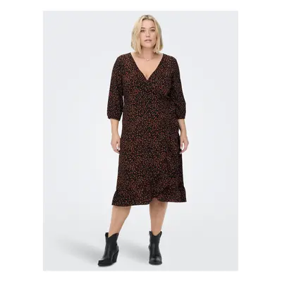 Brown-black ladies wrap dress ONLY CARMAKOMA Lux Lea - Women