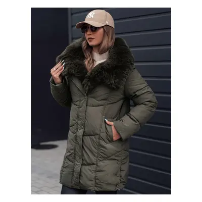 Women's winter jacket MORISIO long quilted with hood green Dstreet