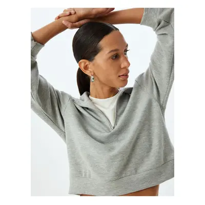 Koton Basic Polo Neck Sweatshirt with Half Zipper Detail