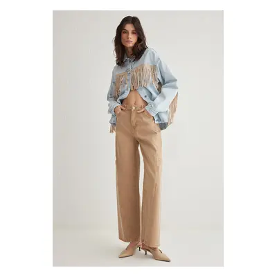 Trendyol Brown Pocket Detailed High Waist Barrel Jeans