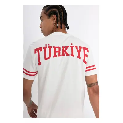 DeFactoFit Standard Fit Crew Neck Turkey Printed Athlete Short Sleeve T-Shirt