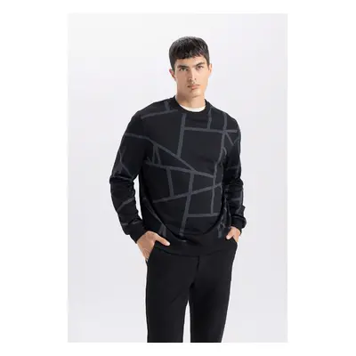 DEFACTO Modern Fit Crew Neck Patterned Sweatshirt