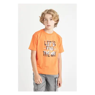 DEFACTO Boy's Crew Neck Printed Short Sleeve T-Shirt