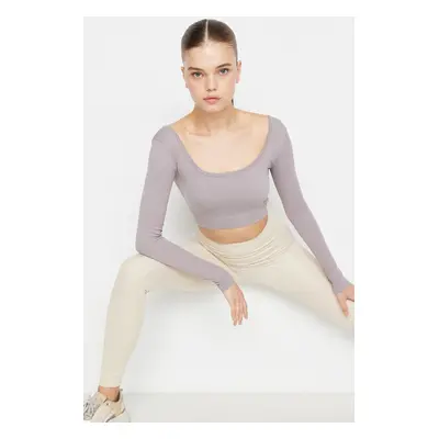 Trendyol Light Purple Seamless Crop Extra Stretch Knitted Sports Top/Blouse