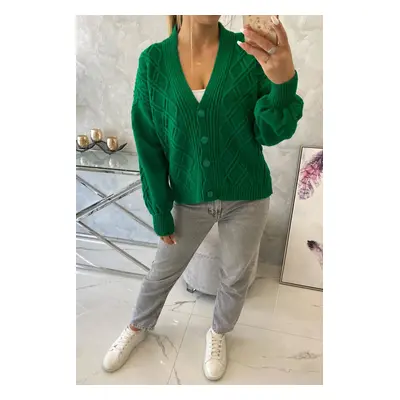 Button-down sweater with decorative green knit