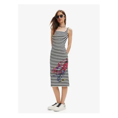 White and Black Women Striped Dress Desigual Carpark - Women