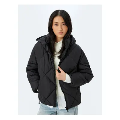 Koton Zippered Pocket Hooded Short Puffer Jacket