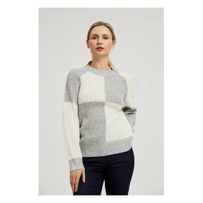 Women's sweater with geometric pattern MOODO - white