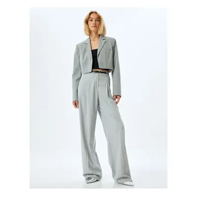 Koton High Waist Pocket Detailed Viscose Blend Fabric Palazzo Trousers