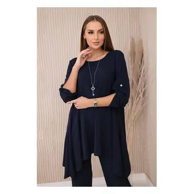 Kesi Włoski Set of blouse + pants with pendant navy blue