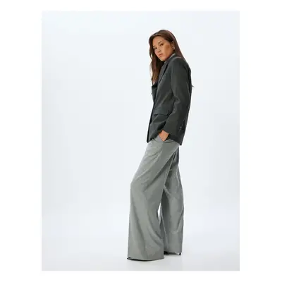 Koton High Waist Wide Leg Pocket Pleated Detailed Trousers