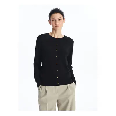 LC Waikiki Crew Neck Plain Long Sleeve Women's Knitwear Cardigan