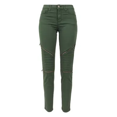 Women's stretch biker trousers - olive