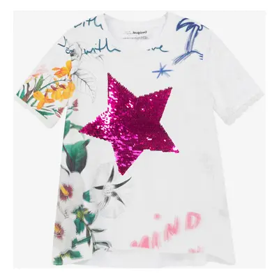 White Girls Patterned T-Shirt Desigual TS Amparo - Girls