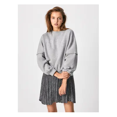 Light gray women's sweatshirt with decorative details Pepe Jeans Debbie - Women