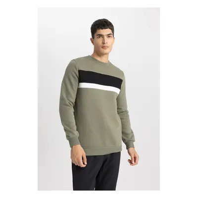 DEFACTO Regular Fit Crew Neck Color Block Basic Plain Sweatshirt