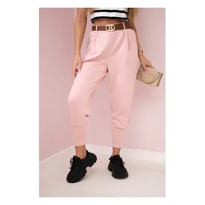 Kesi Włoski Pants with belt and pockets buttery-fabric dark powder pink